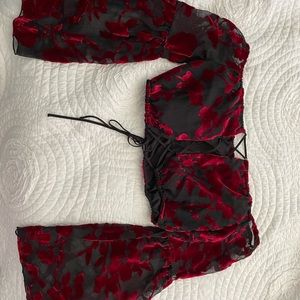 Red and black crop top